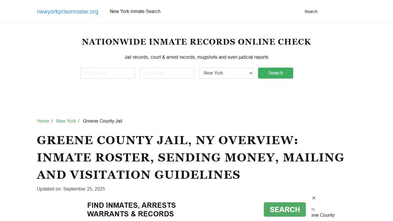 Greene County Jail, NY: Offender Search, Visitation & Contact Info