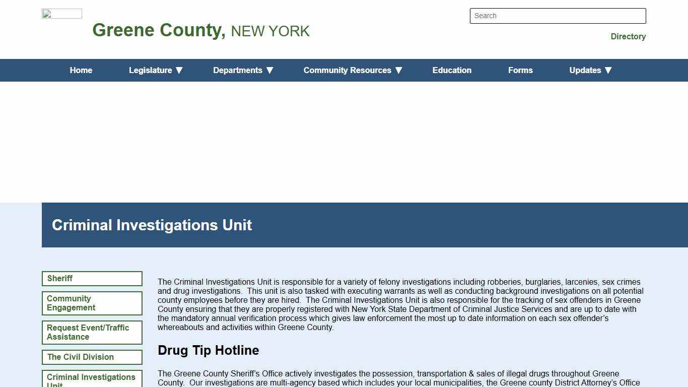 Criminal Investigations Unit Greene County, New York